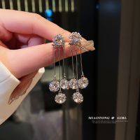 纯银针多戴法闪钻流苏气质耳环2023新款女秋冬轻奢小众个性耳饰潮送女朋友老婆情人节七夕生日礼物