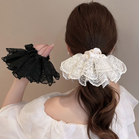 蕾丝网纱大肠发圈女超仙温柔花边丸子头马尾发绳2025新款甜美头饰送女朋友老婆情人节七夕生日礼物