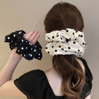 优雅波点大肠圈发圈布艺高弹发绳高级感扎马尾发饰新款头饰头花女送女朋友老婆情人节七夕生日礼物