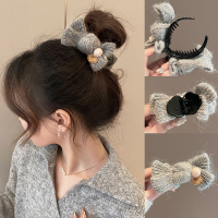 针织毛线蝴蝶结丸子头抓夹大号女2024新后脑勺高级感盘发夹子头饰送女朋友老婆情人节七夕生日礼物