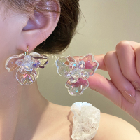 水晶树脂花朵耳扣2025新款耳钉轻奢高级感气质小众耳环耳饰女送女朋友老婆情人节七夕生日礼物