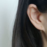 S925纯银耳钩空心爱心简约线条耳钉养耳洞系列耳饰女学生饰品闺蜜送女朋友老婆情人节七夕生日礼物