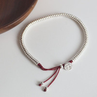 S925纯银平安喜乐钱串子盘缠手链女小众设计感红绳手串女友送礼送女朋友老婆情人节七夕生日礼物