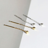 方块几何小耳线S925纯银养耳洞小耳钉短款耳线小巧日常百搭耳饰女送女朋友老婆情人节七夕生日礼物