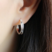 C型耳环复古风S925纯银基础款韩系个性亮银色性冷淡风时尚耳饰女送女朋友老婆情人节七夕生日礼物