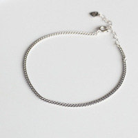 冷淡风银链子简约韩版银饰S925纯银脚链手链个性2MM细链条学生女送女朋友老婆情人节七夕生日礼物