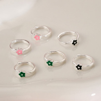 s925银针小花花耳扣女耳圈耳环ins风小众高级感耳钉精致甜美耳饰送女朋友老婆情人节七夕生日礼物