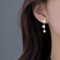 s925银针蝴蝶流苏耳钉女气质森系耳环小众设计感高级感耳饰新款潮送女朋友老婆情人节七夕生日礼物