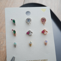 韩国东大门小巧精致仙人掌 蛋筒冰激凌 棒棒糖女孩抱歉爱心 耳骨送女朋友老婆情人节七夕生日礼物