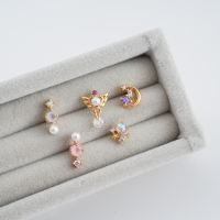韩国精致迷你天使月亮小星星耳骨钉螺丝圆球堵拧粗针送女朋友老婆情人节七夕生日礼物