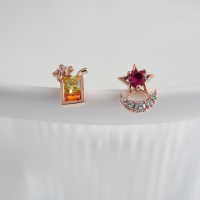 韩国直送小清新冰杯果汁茶饮造型 五角红星钛钢耳骨钉小耳朵钉女送女朋友老婆情人节七夕生日礼物