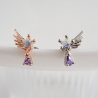 精致偏光五角星星翅膀左耳右耳小巧耳骨钉螺口拧扣钛钢针韩国直送送女朋友老婆情人节七夕生日礼物