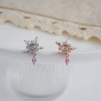 精致韩国进口偏光彩钻星星流苏钛钢粗杆耳骨钉螺丝拧堵送女朋友老婆情人节七夕生日礼物