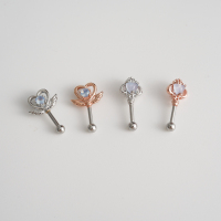 魔法棒天使爱心少女气质韩国进口耳骨钉耳蜗钛钢粗杆拧堵送女朋友老婆情人节七夕生日礼物