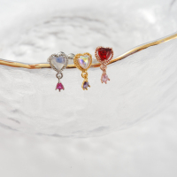 韩国进口爱心小水滴镶钻甜美耳骨钉旋转圆球拧堵女式送女朋友老婆情人节七夕生日礼物