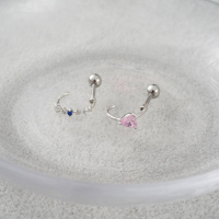 韩国爱心小星星镶钻弧形细边耳骨钉送女朋友老婆情人节七夕生日礼物