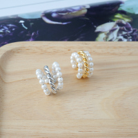 韩国进口饰品珍珠镶钻三层时尚百搭造型无需耳洞耳夹送女朋友老婆情人节七夕生日礼物