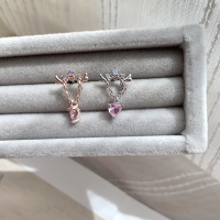 HanFanZ韩国进口饰品小众设计感皇冠爱心锆石耳钉女耳骨钉耳蜗钉送女朋友老婆情人节七夕生日礼物