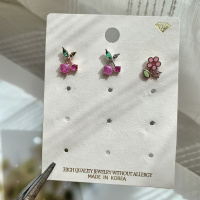 韩国进口饰品小众设计感樱桃耳钉女耳骨钉耳蜗钉钛钢杆养耳送女朋友老婆情人节七夕生日礼物