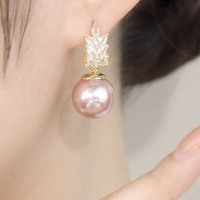 s925纯银针粉色珍珠耳坠女2025新款潮小众大气百搭个性设计感耳坠送女朋友老婆情人节七夕生日礼物