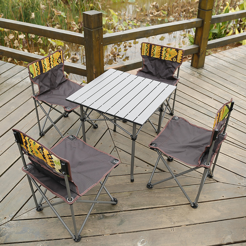 古达 户外折叠桌椅5件套 便携收纳野营休闲桌凳组合