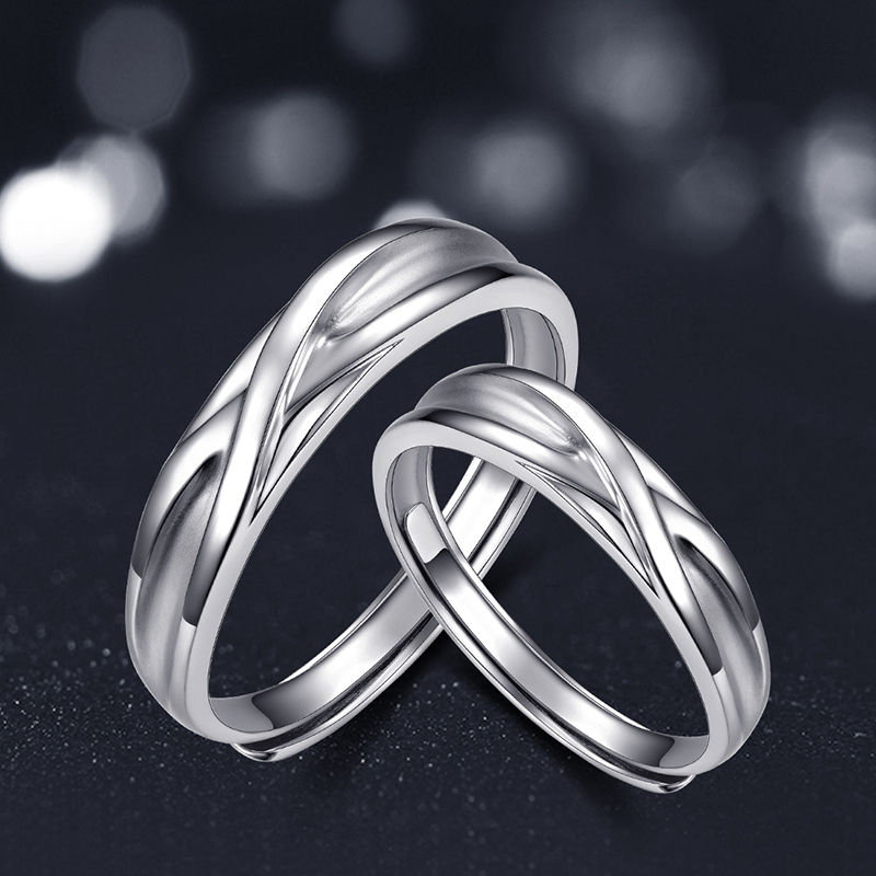 宝亨达铂金白金情侣对戒pt950白金时尚简约男女款结婚戒指相遇