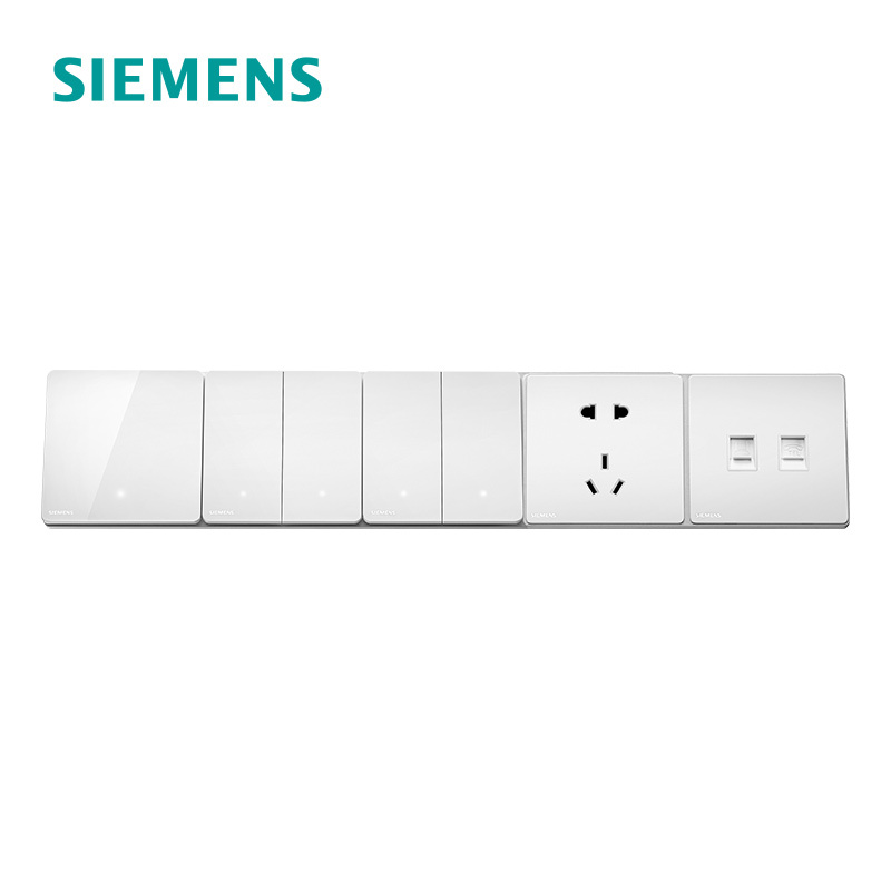 官方旗舰店西门子siemens开关插座系列86型睿致钛银墙壁开关插座五联