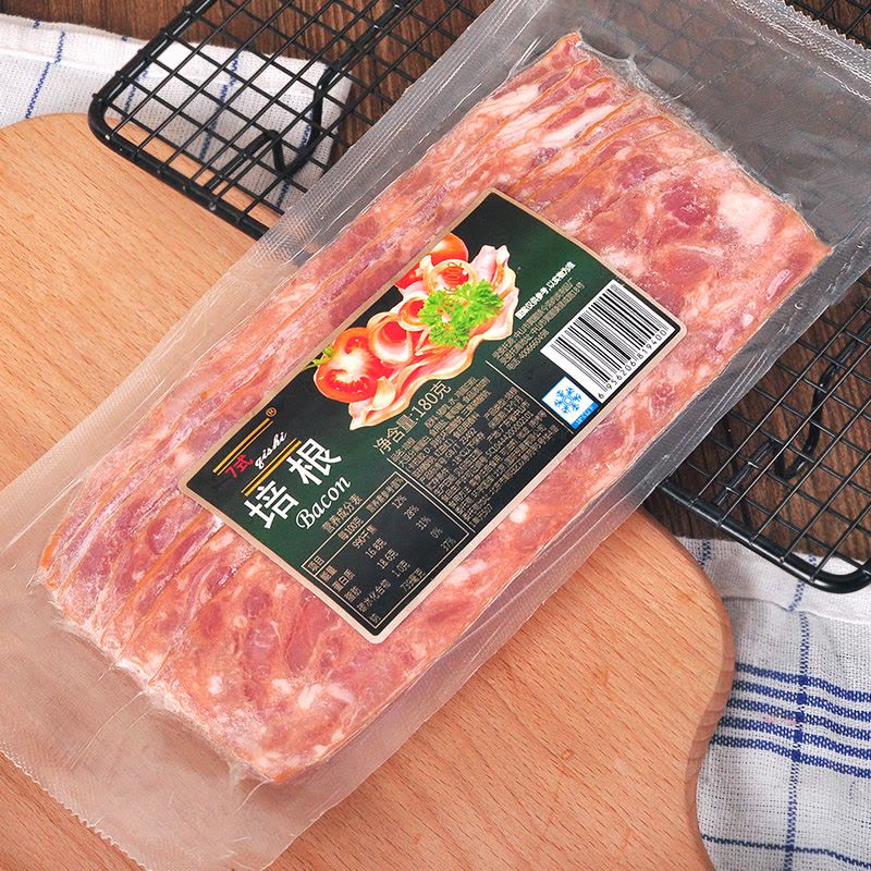 7式 培根肉片180g 早餐手抓饼材料 烧烤切片火腿意大利面披萨原料图片