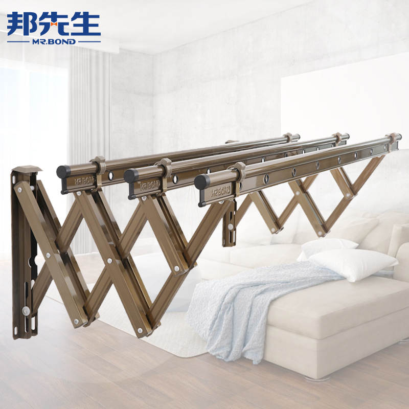 伸缩晾衣架推拉挂晒衣架外飘晾衣杆加厚铝合金非翼型可伸缩固定晒被架