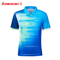 Kawasaki/川崎 2019年新款羽毛球运动服男女情侣短袖 V领T恤速干