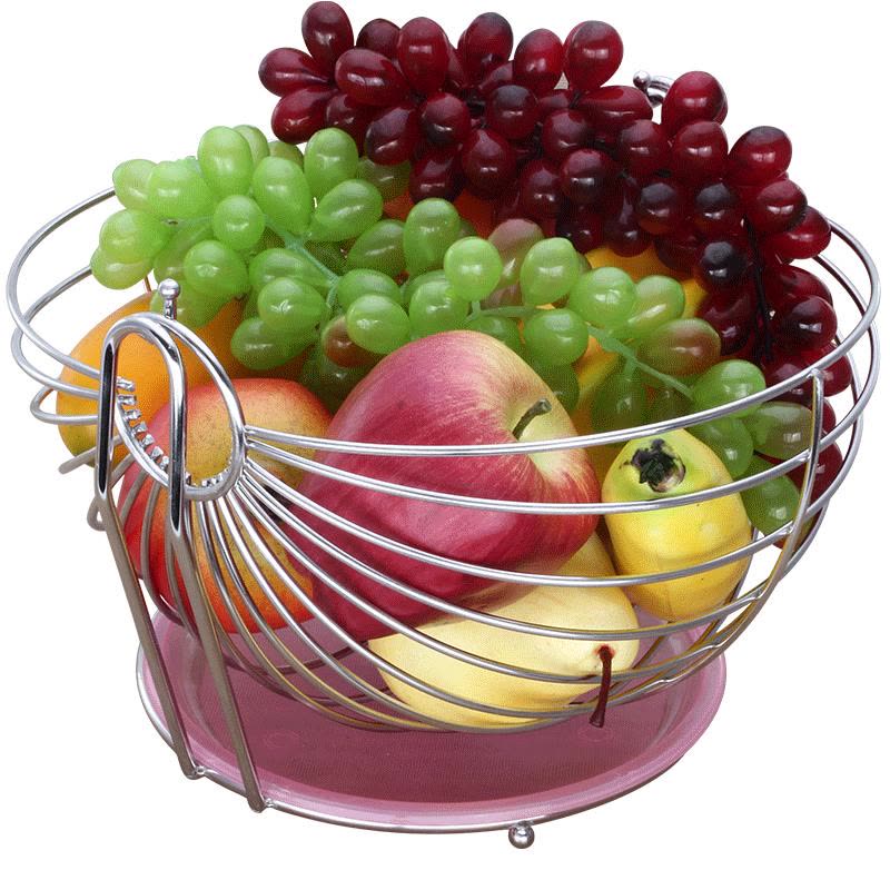 senseyo大号不锈钢水果篮欧式水果盘家用创意摇篮果盆置物架客厅现代简约 水果篮 无接水盘图片