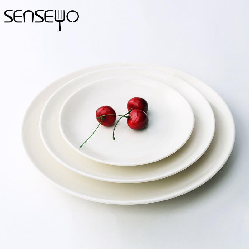 senseyo牛排盘 白色瓷盘 牛排刀叉盘 西餐餐具陶瓷盘子碟子 西餐牛排盘餐具套装 6寸16cm图片