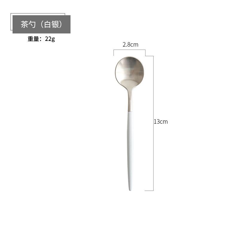 senseyo 304不锈钢牛排刀叉勺 葡萄牙风西餐刀叉勺西餐餐具套装甜品勺 甜品勺（白银）图片