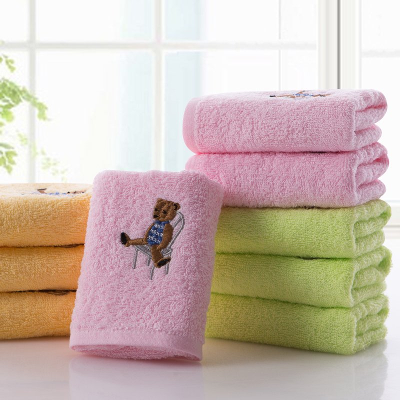 金号 纯棉小毛巾/童巾5条装 清新可爱绣花 柔软吸水 卡通小熊1055H