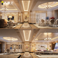 名雕装饰半包装修五居室佛山装修公司简欧风格装修设计效果图家装设计室内装修施工