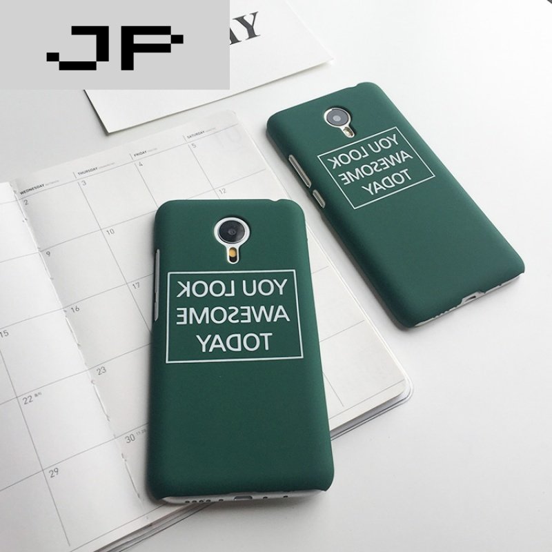JP潮流品牌 魅族魅蓝note手机壳磨砂 魅蓝note保护套简约墨绿英文硬壳男女