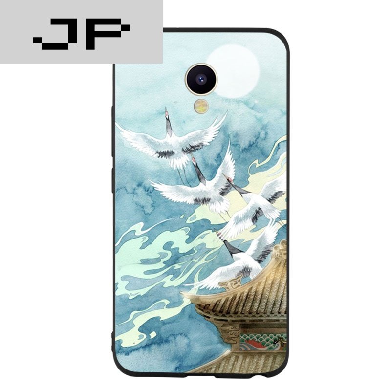 JP潮流品牌 日系文艺风仙鹤 魅族5s文艺手机壳 魅蓝5s大气复古软胶外壳潮