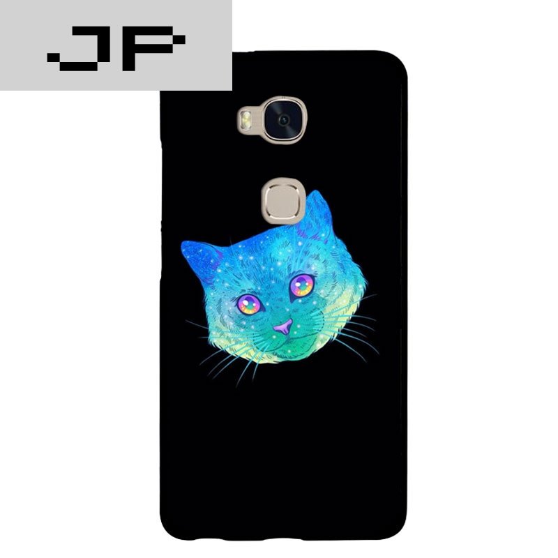 JP潮流品牌 个性炫彩猫华为荣耀5x手机壳畅玩5x简约可爱猫头硅胶手机套软