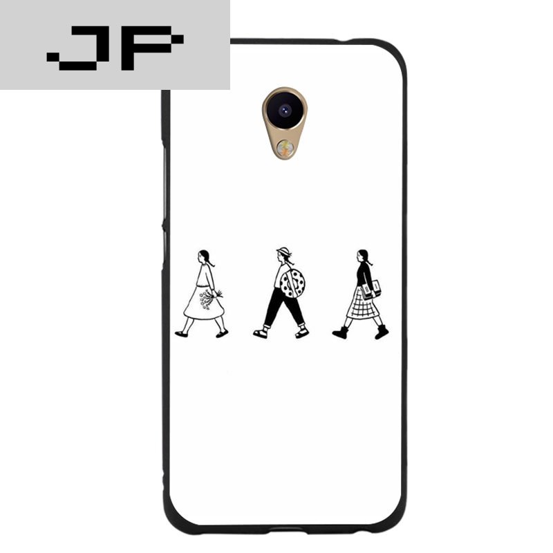 JP潮流品牌 三人行简约款魅族魅蓝e白色手机壳文艺个性时尚女孩硅胶保护套