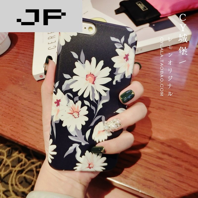 JP潮流品牌黑花iphone6plus手机壳软壳苹果6s保护套外壳5.5大气女磨砂全包