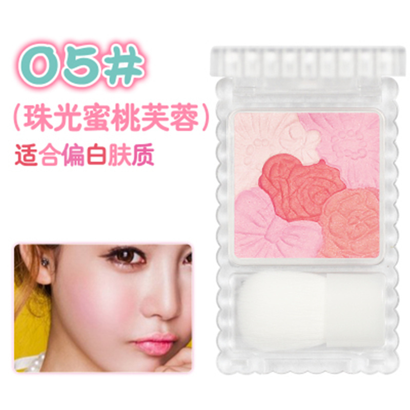 日本CANMAKE腮红 井田花漾五色珠光腮红/五色花瓣腮红/粉饼 带刷 05#蜜桃芙蓉