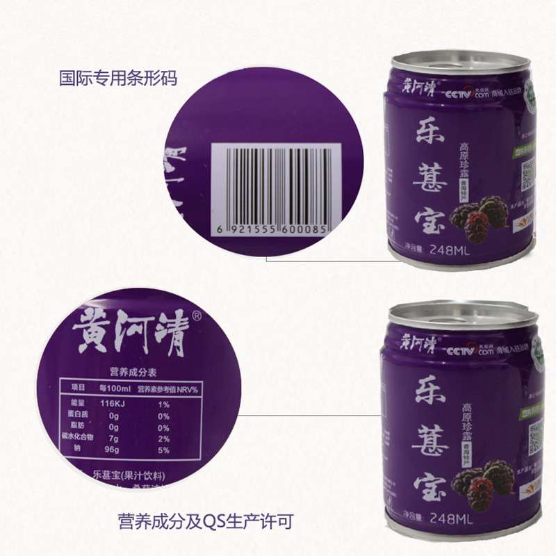 [中华特色]海南州馆 黄河清 乐葚宝高原珍露248ml *12 桑葚汁饮料