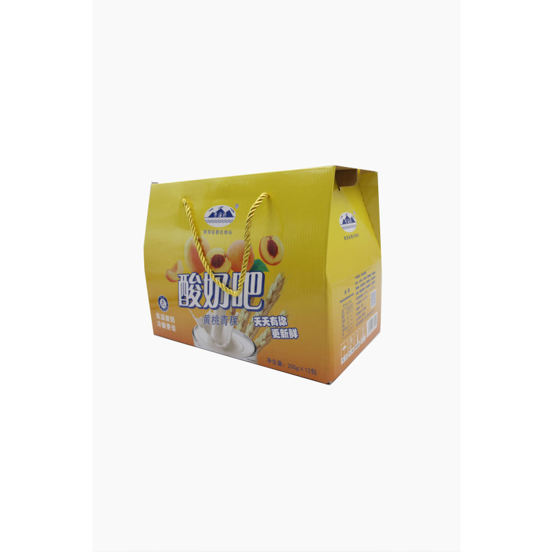 [中华特色]海南州馆 青海湖 酸奶吧 黄桃青稞味 200g*12 低温酸奶 西北