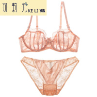 KELIYUN超薄无海绵透明性感透视蕾丝文胸套装聚拢内衣宫廷胸罩女薄款模杯