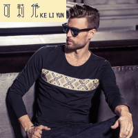 KELIYUN2017春季新品 男士时尚个性印花长袖T恤 欧美潮牌打底衫潮