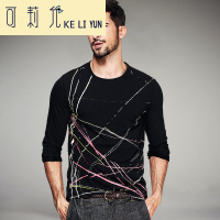 KELIYUN[包邮]男士艺术印花长袖T恤 男修身圆领衣服 韩版男装1862