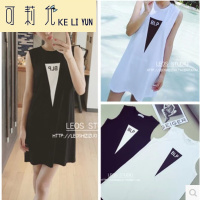 KELIYUN无袖背心吊带女夏中长款打底小背心2017新款韩版上衣外穿字母tT恤