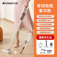 志高(CHIGO)吸尘器家用大吸力手持小型吸拖一体吸尘机宠物猫毛_吸拖一体插电款长扁毛刷2个过滤网2个拖布