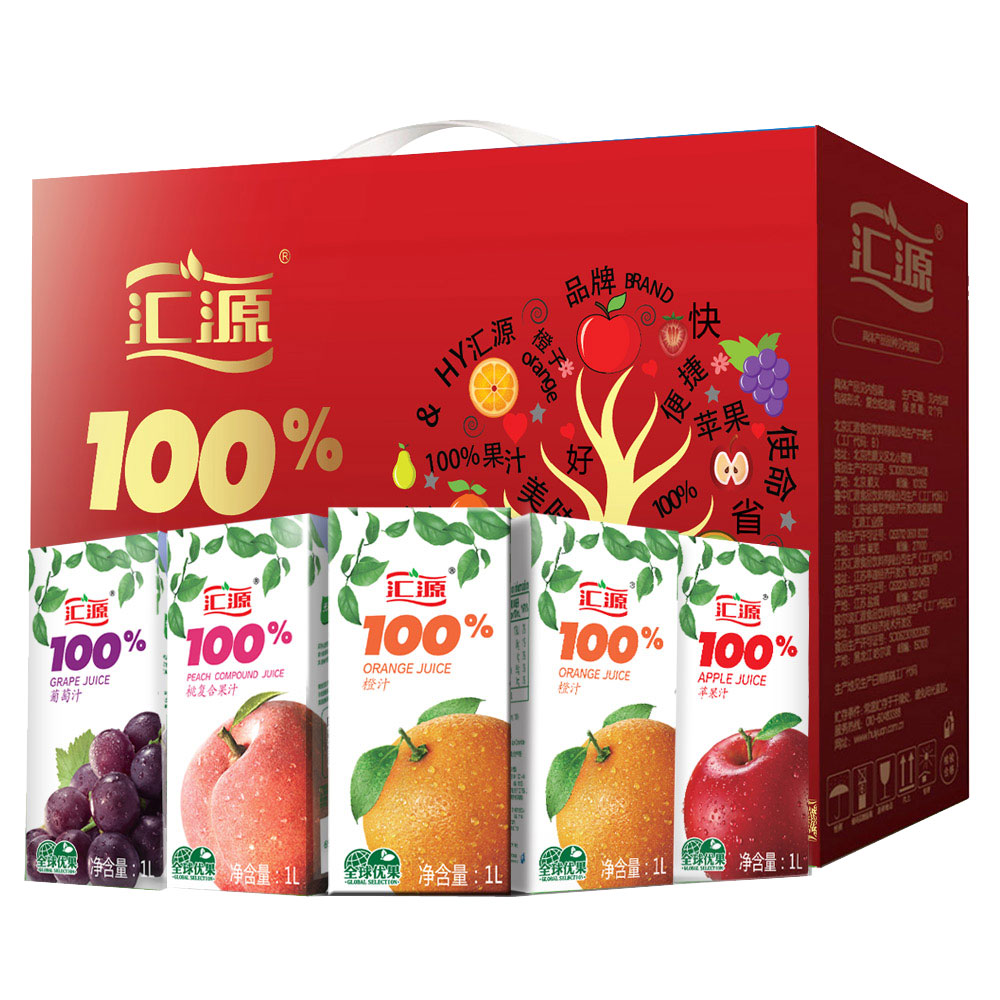 汇源果汁100%果汁臻贵礼盒 混合装1L*5盒饮料
