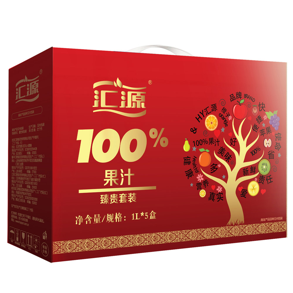 汇源果汁100%果汁臻贵礼盒 混合装1L*5盒饮料